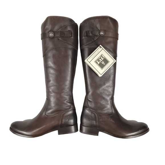 Frye Molly Button Tall Knee High Boots Brown Grey Leather Riding - Picture 6 of 11